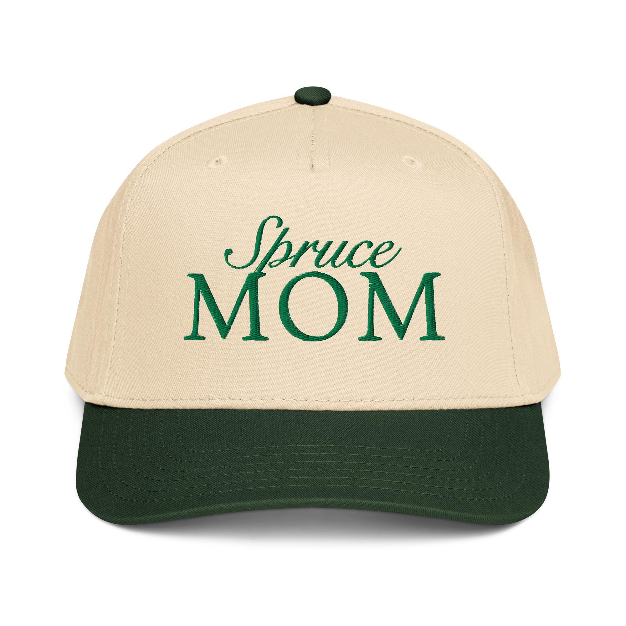Spruce Mom 5-Panel Hat – Cream/Green