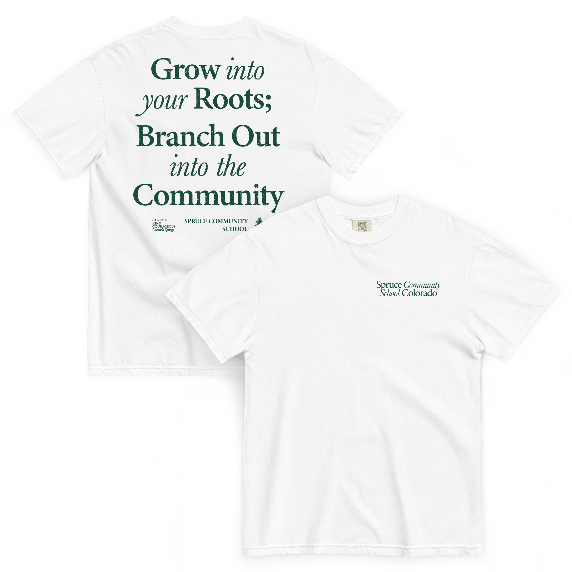 Adult | Colorado T-Shirt “Roots and Branches” – White/Green